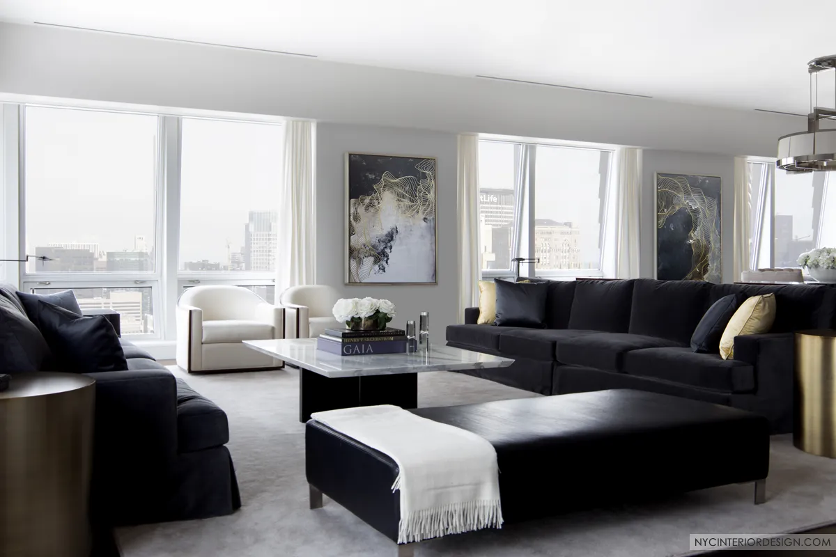 Fifth avenue penthouse living room design home upgrade