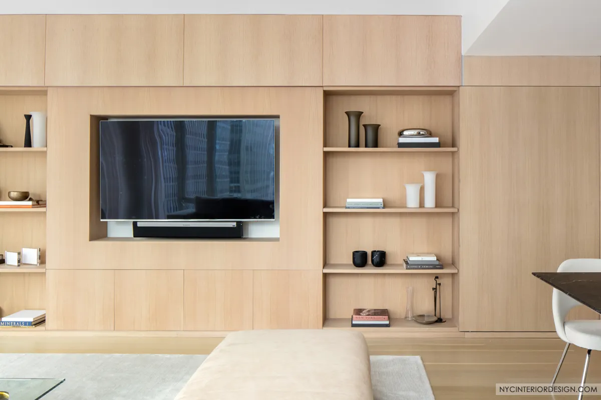 midtown quiet luxury condominium custom wall unit design